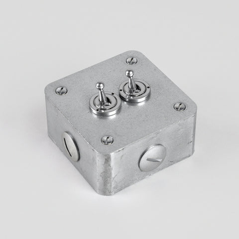 Galvanised 2 Gang Toggle Switch - 2 Way