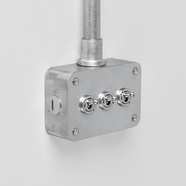 Galvanised 3 Gang Toggle Switch - 2 Way